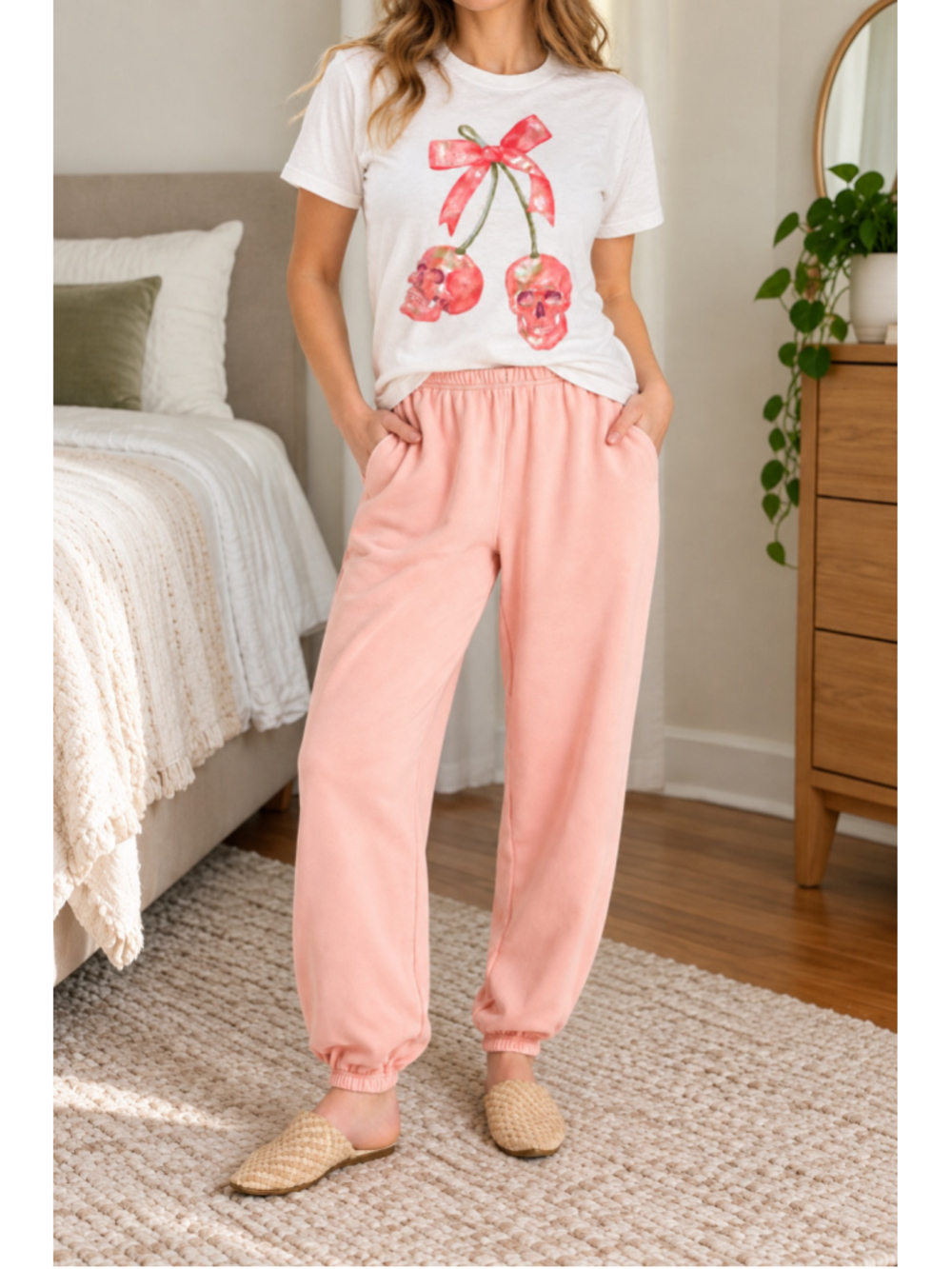 Goodie Two Sleeves Cherry Skull Bow Graphic T-Shirt